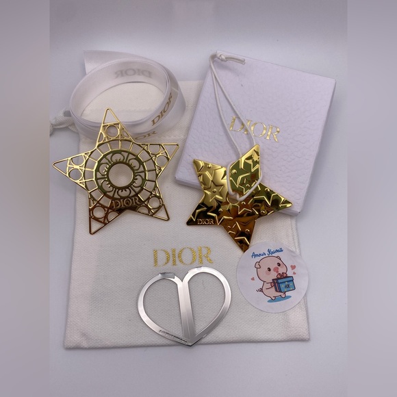 Dior gold tone 2 Stars charm & silver Heart charm, dust bag - Picture 1 of 10